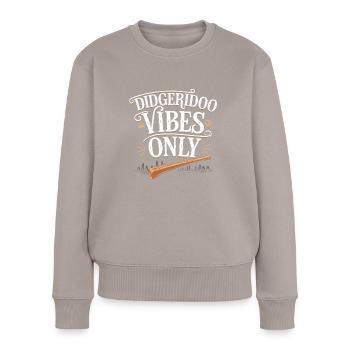 Didgeridoo Player Embracing Aboriginal Instrument - Women's Premium Organic Jumper - taupe - Front - Julia (174cm)
