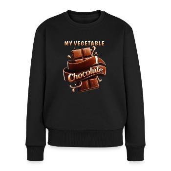 MY VEGETABLE CHOCOLATE - Frauen Premium Bio Pullover - Schwarz - Vorne - Julia (174cm)