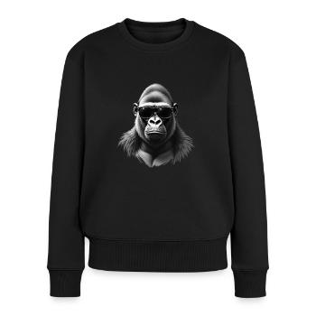 Gorilla mit Sonnenbrille Tier Motiv Kunst Affe - Frauen Premium Bio Pullover - Schwarz - Vorne - Julia (174cm)