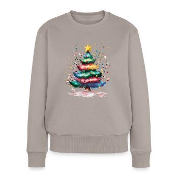 arbre de Noël conception de vacances festives avec coloré - Pull Premium bio Femme - taupe - Devant - Julia (174cm)