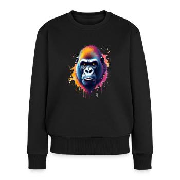 Gorilla Bunte Kunst Kunstwerk Tier Motiv Gorilla - Frauen Premium Bio Pullover - Schwarz - Vorne - Julia (174cm)