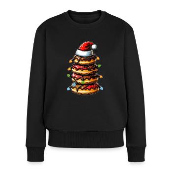 Donuts Haufen Krapfen Sprinkles Weihnachten Hut Xm - Frauen Premium Bio Pullover - Schwarz - Vorne - Julia (174cm)