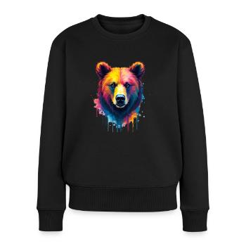 Bär Bunte Kunst Kunstwerk Tier Motiv Bären - Frauen Premium Bio Pullover - Schwarz - Vorne - Julia (174cm)