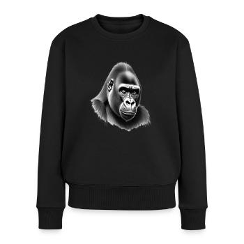 Gorilla Schwarz Weiß Outfit Tier Motiv Kunst - Frauen Premium Bio Pullover - Schwarz - Vorne - Julia (174cm)