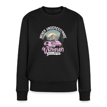 Pop Up Camper Faltcaravan - Frauen Premium Bio Pullover - Schwarz - Vorne - Julia (174cm)