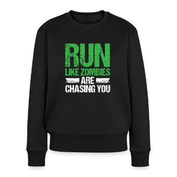 Marathon-Lauf Zombies jagen das Laufen - Frauen Premium Bio Pullover - Schwarz - Vorne - Julia (174cm)