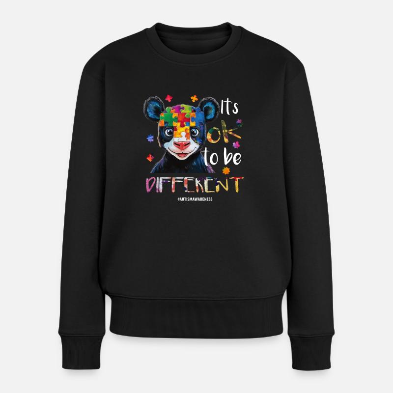 Es ist in ok, anders zu sein – Autismus - Frauen Premium Bio Pullover - Schwarz