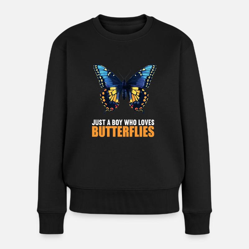 Butterfly Schmetterlinge Schmetterling - Frauen Premium Bio Pullover - Schwarz