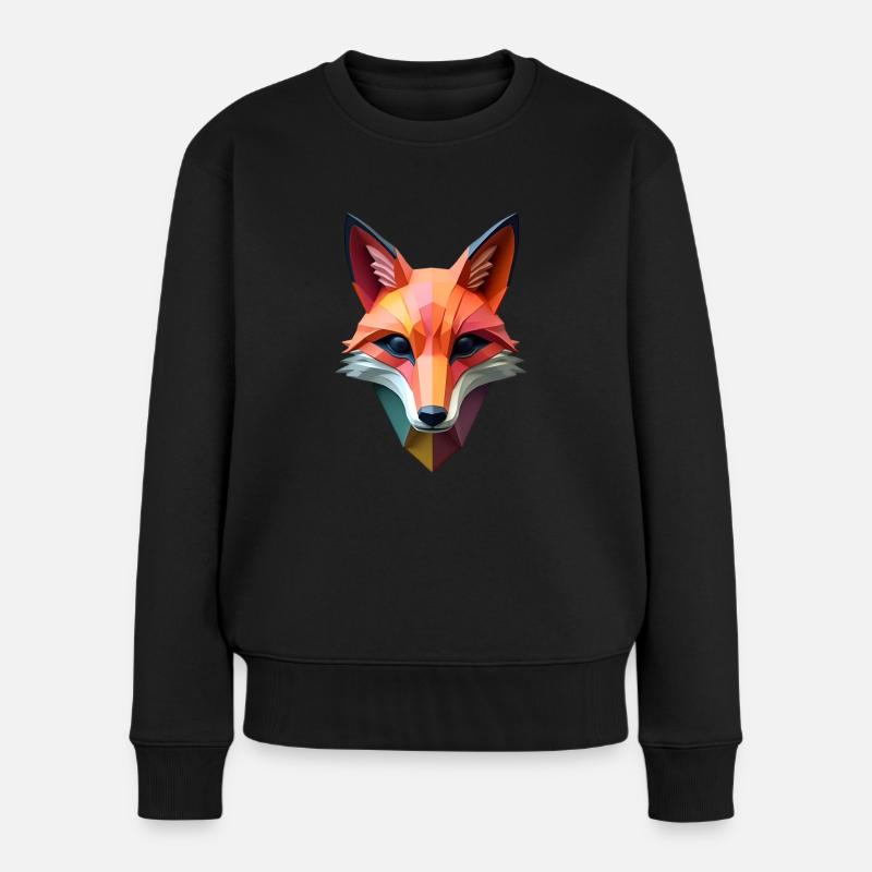 Fuchs Polygon Füchse Tier Motiv Kunst Fuchs - Frauen Premium Bio Pullover - Schwarz