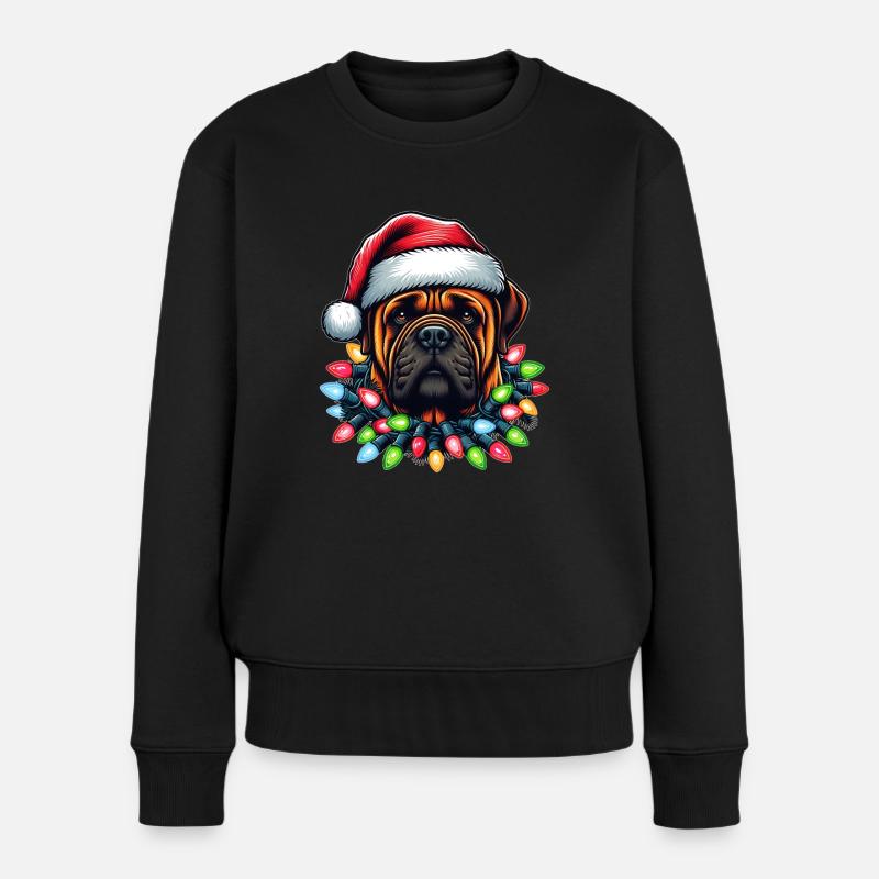 Bullmastiff Hund Weihnachtsmütze Xmas - Frauen Premium Bio Pullover - Schwarz