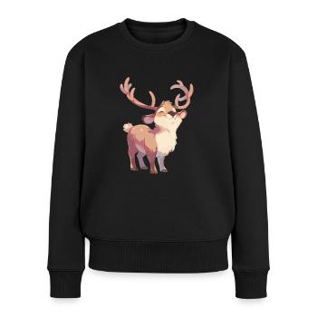 Caribou Karibus Karibu - Frauen Premium Bio Pullover - Schwarz - Vorne - Julia (174cm)