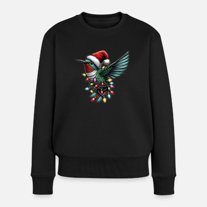 Bunte Kolibri Weihnachtsmütze Xmas - Frauen Premium Bio Pullover - Schwarz