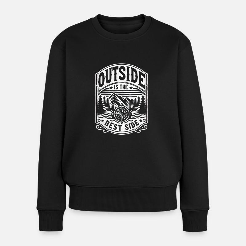 Outside Is The Best Side 8 - Frauen Premium Bio Pullover - Schwarz