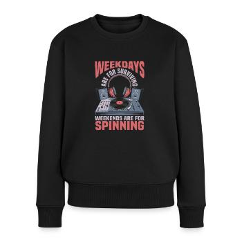 Dj Disc Jockey - Frauen Premium Bio Pullover - Schwarz - Vorne - Julia (174cm)