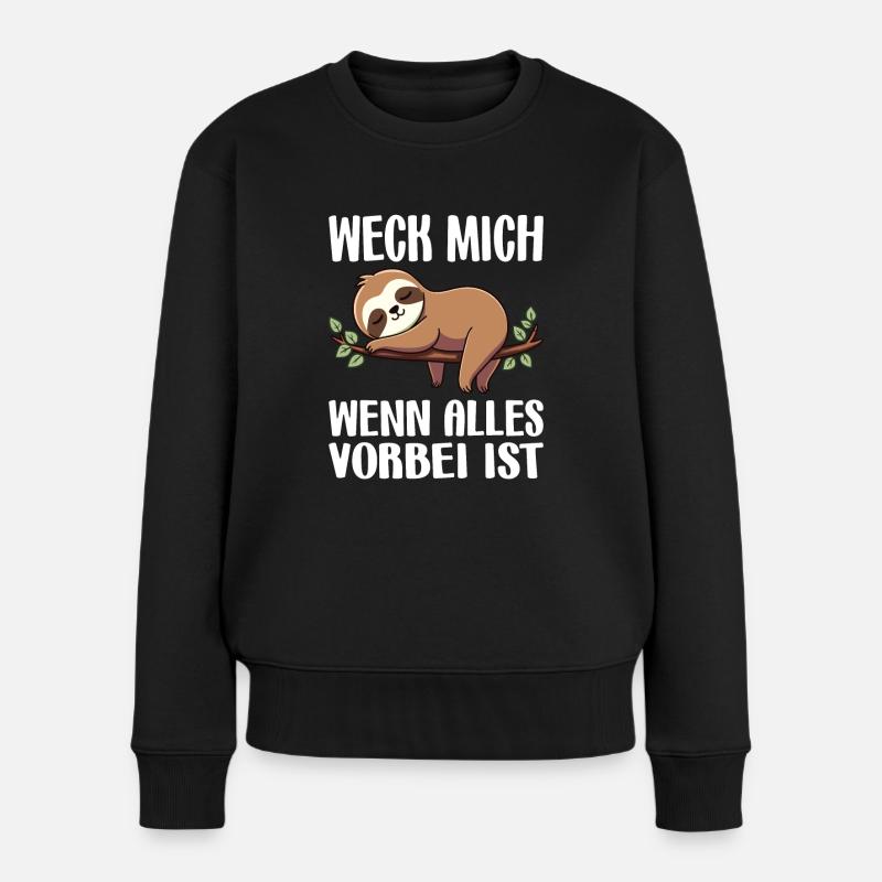 Wake me up when it's all over / Late riser - Women's Premium Organic Jumper - black
