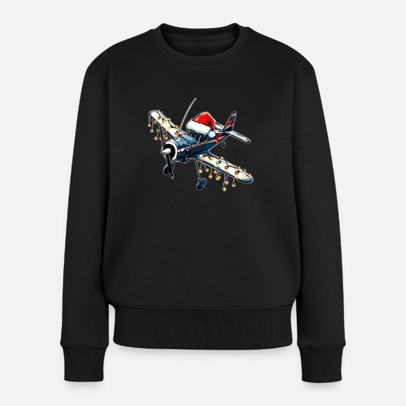 RC-Flugzeug Modellflug Pilot Weihnachten Hut Xmas - Frauen Premium Bio Pullover - Schwarz