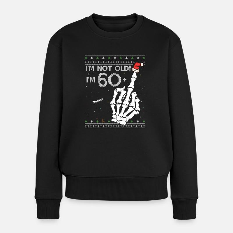 Ich bin 60 + 1 Mittelfinger Hässlicher Weihnachtspullover für - Frauen Premium Bio Pullover - Schwarz