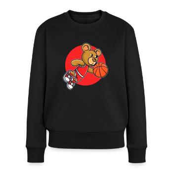 Basket Baller Teddybär Basketball - Frauen Premium Bio Pullover - Schwarz - Vorne - Julia (174cm)