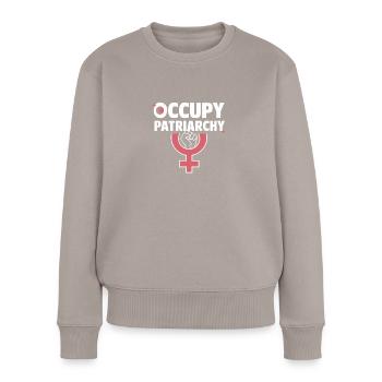 Occupy Patriarchy Feminist Empowerment - Frauen Premium Bio Pullover - Taupe - Vorne - Julia (174cm)