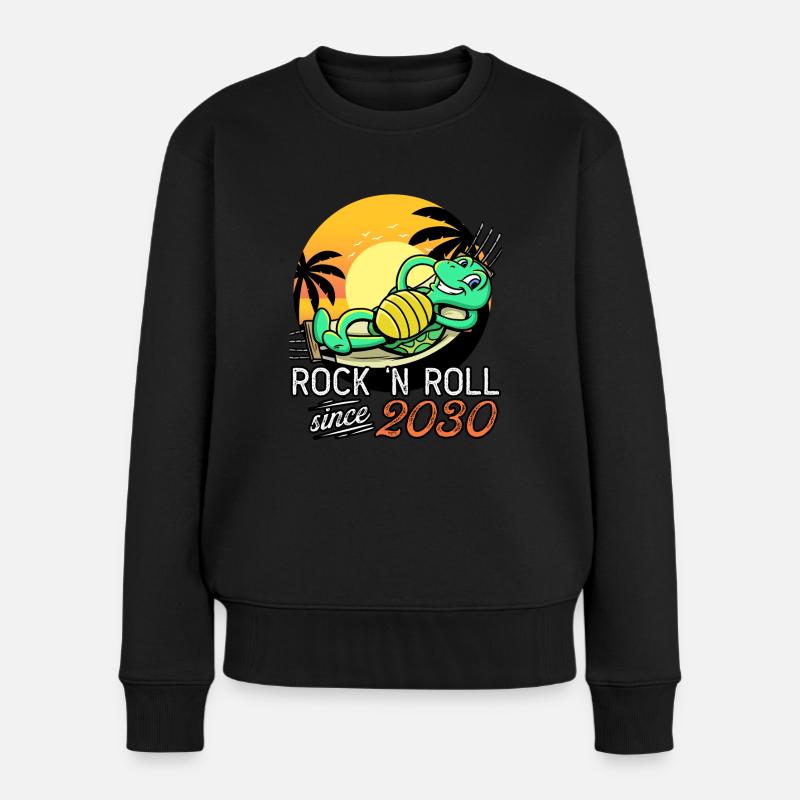 Turtle Rock N Roll seit 2030 Geburtstag - Frauen Premium Bio Pullover - Schwarz