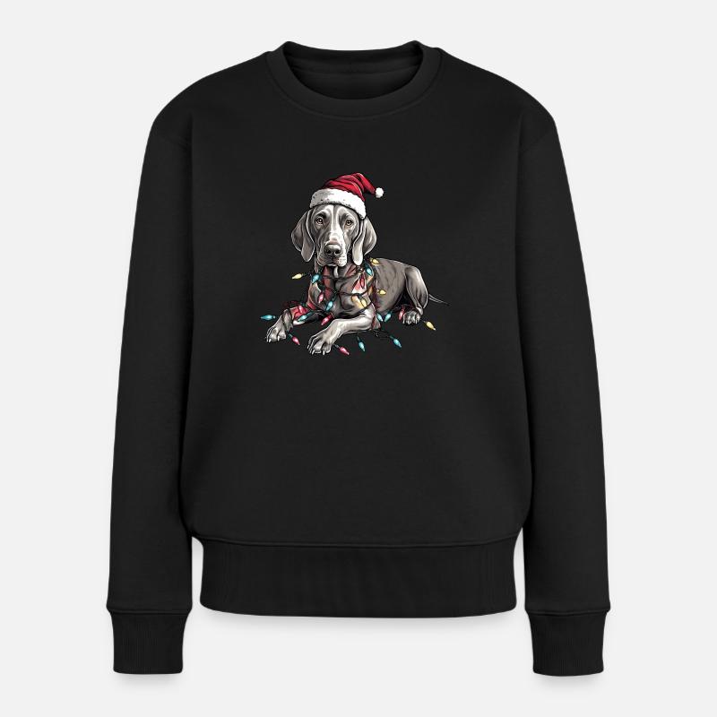 Braque de Weimar chien Père Noël - Pull Premium bio Femme - noir