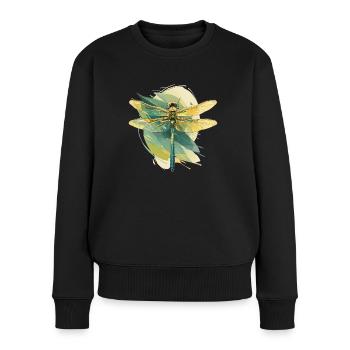 Libellen Libelle - Frauen Premium Bio Pullover - Schwarz - Vorne - Julia (174cm)