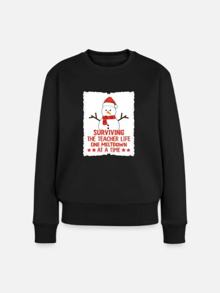 Lehrerhumor, Schneemann und Schulwahnsinn - Frauen Premium Bio Pullover - Schwarz