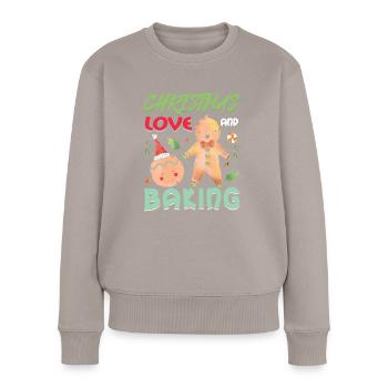 Noël, Amour et pâtisserie, Douce joie des fêtes - Pull Premium bio Femme - taupe - Devant - Julia (174cm)