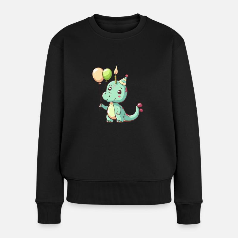 Dinosaurier brontosaurus Geburtstag Comic - Frauen Premium Bio Pullover - Schwarz
