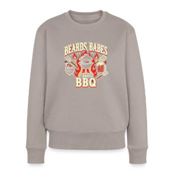 Bärte Babes und BBQ - Frauen Premium Bio Pullover - Taupe - Vorne - Julia (174cm)