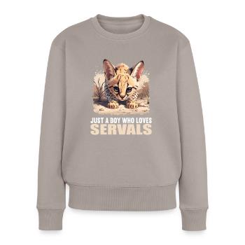 Servale Serval - Frauen Premium Bio Pullover - Taupe - Vorne - Julia (174cm)