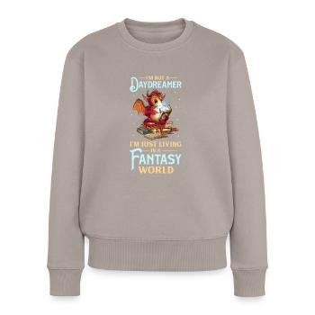 Bookworm Dragon Fantasy Book Lover - Women's Premium Organic Jumper - taupe - Front - Julia (174cm)