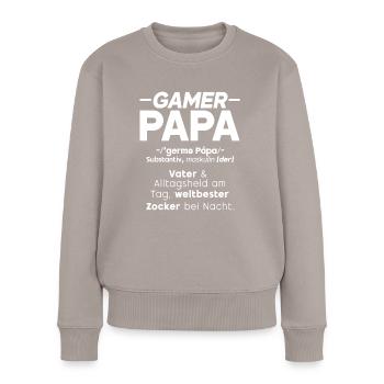 Gamer Papa Vater Gaming Liebhaber Videospieler PC - Frauen Premium Bio Pullover - Taupe - Vorne - Julia (174cm)