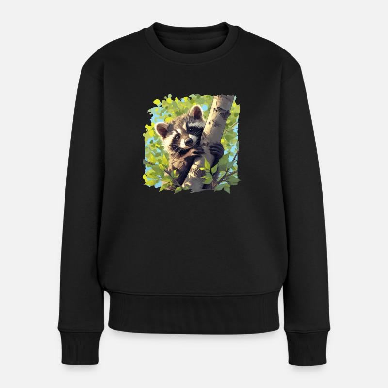 Waschbären Waschbär - Frauen Premium Bio Pullover - Schwarz