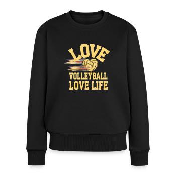 Volleyballspieler Und Fan Spike Servieren - Frauen Premium Bio Pullover - Schwarz - Vorne - Julia (174cm)