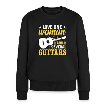 Femme Plusieurs Guitares Guitariste Fille - Pull Premium bio Femme - noir - Devant - Julia (174cm)