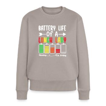 Battery life of an employee in the - Women's Premium Organic Jumper - taupe - Front - Julia (174cm)
