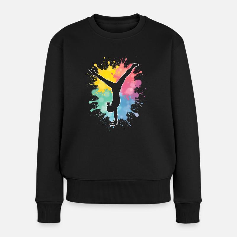 Turnerin Turnen Gymnastik Damen Mädchen Kinder - Frauen Premium Bio Pullover - Schwarz