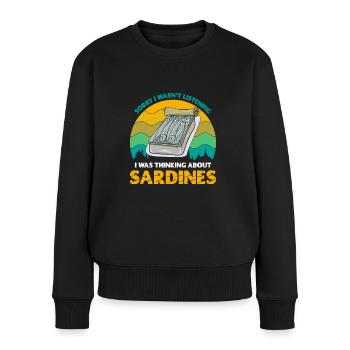 Sardines, Pêche, Poisson - Pull Premium bio Femme - noir - Devant - Julia (174cm)