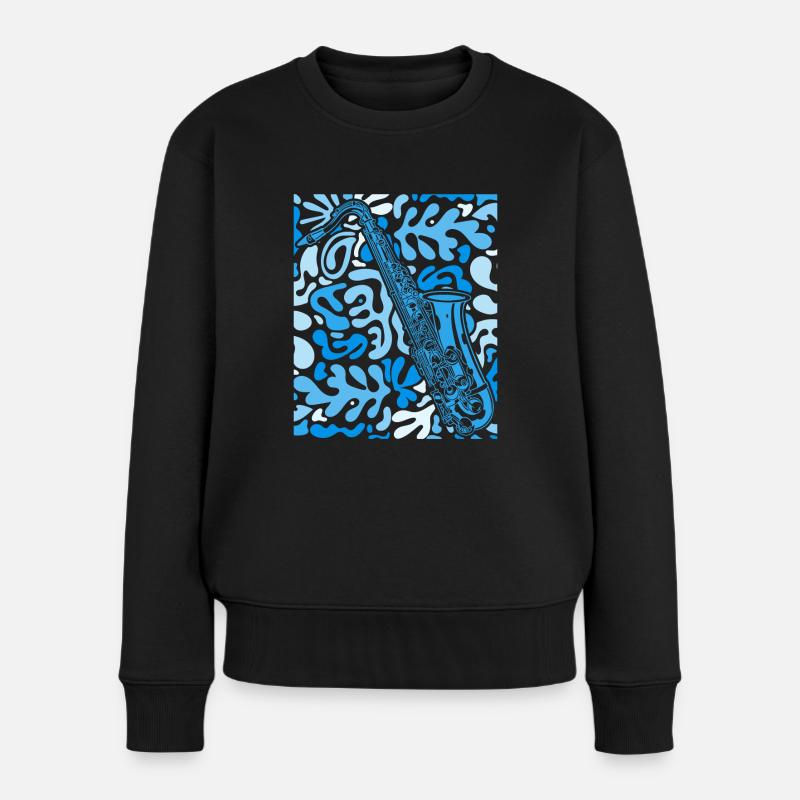 Musik Feiern: Saxophon Rock 'n' Roll -Künstler - Frauen Premium Bio Pullover - Schwarz