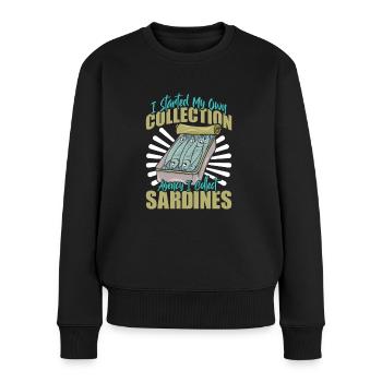 Sardines, Pêche, Poisson - Pull Premium bio Femme - noir - Devant - Julia (174cm)