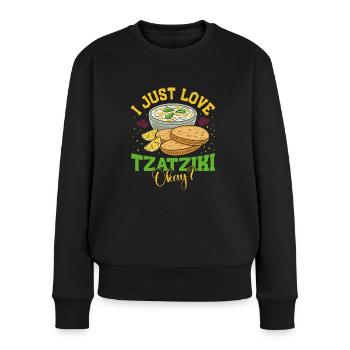 Pain grec Oignons Pita Tomates Tzatziki - Pull Premium bio Femme - noir - Devant - Julia (174cm)