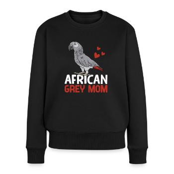 Gris Africain Maman Perroquet Maman Perroquet Oiseau Femme - Pull Premium bio Femme - noir - Devant - Julia (174cm)