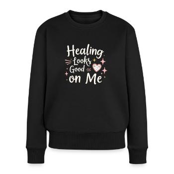 Trennungsermächtigung, Selbstliebe, Neuanfänge - Frauen Premium Bio Pullover - Schwarz - Vorne - Julia (174cm)