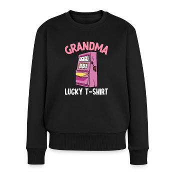 Oma Lucky T-shirt Spielautomat Casino Lover - Frauen Premium Bio Pullover - Schwarz - Vorne - Julia (174cm)