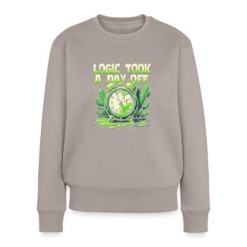 Surréaliste Art Humour Images oniriques Flottant - Pull Premium bio Femme - taupe - Devant - Julia (174cm)