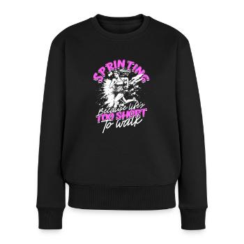 Sprint Leichtathletik Sprinten - Frauen Premium Bio Pullover - Schwarz - Vorne - Julia (174cm)