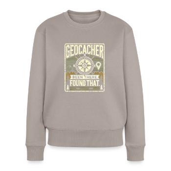 Geocacher Been There Found That - Frauen Premium Bio Pullover - Taupe - Vorne - Julia (174cm)