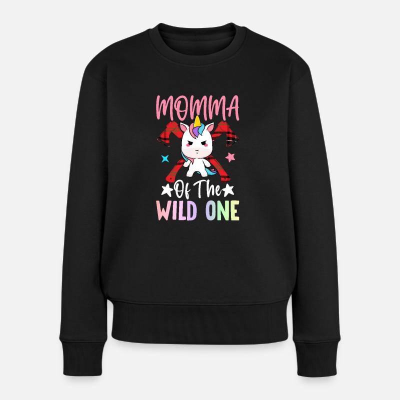 Momma Of Wild One 1 Jahr alt Arborist Geburtstag - Frauen Premium Bio Pullover - Schwarz