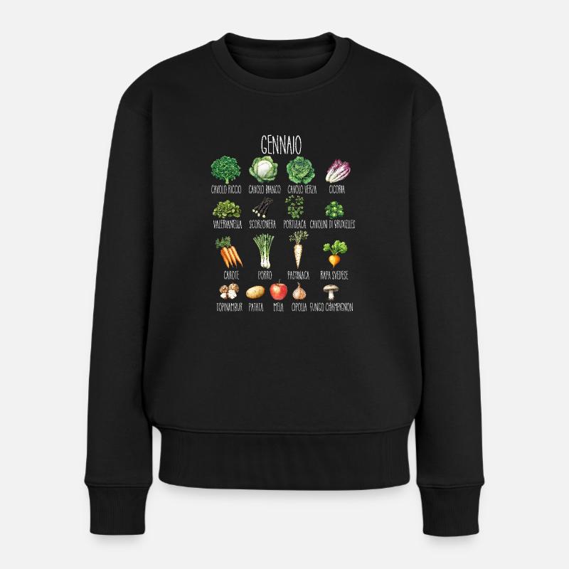 Januar Collage aus saisonalem Obst und Gemüse - Frauen Premium Bio Pullover - Schwarz